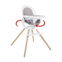 Scaun de masa din lemn Madera Adria, spatar reglabil si rotativ 360 grade, centura de siguranta, material detasabil si lavabil