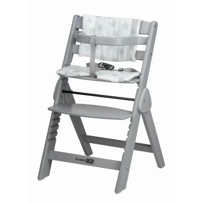 Scaun de masa, FreeON, Finny Fold, 6 luni - 15 Kg, Reglabil pe inaltime, Pernuta, Pliabil, Gray
