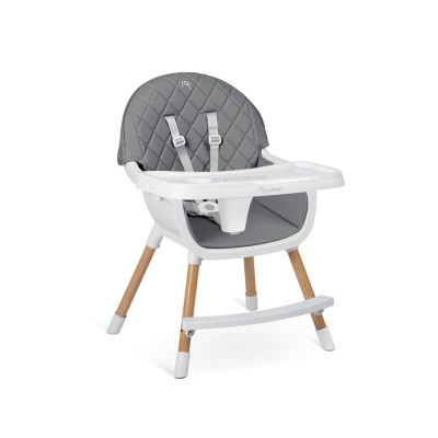 Scaun de masa multifunctional 3in1 pentru copii cu masuta reglabila si detasabila,husa din PU usor de curatat,suport picioare,transformabil in scaunel clasic Nukido Lilo Grey