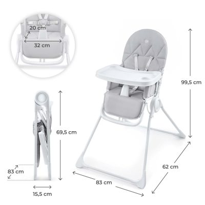 Scaun de masa pentru copii Kinderkraft Binci Light Grey
