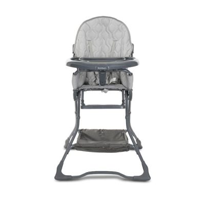 Scaun de masa pentru copii Lorelli Bonbon Grey Leather cu suport pentru picioare, cos pentru jucarii, pliere compacta, greutate admisa 15 kg