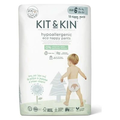 Scutece Hipoalergenice Eco Pull Up XL, Kit&Kin, Marimea 6, 18 buc, De unica folosinta, 15 kg+