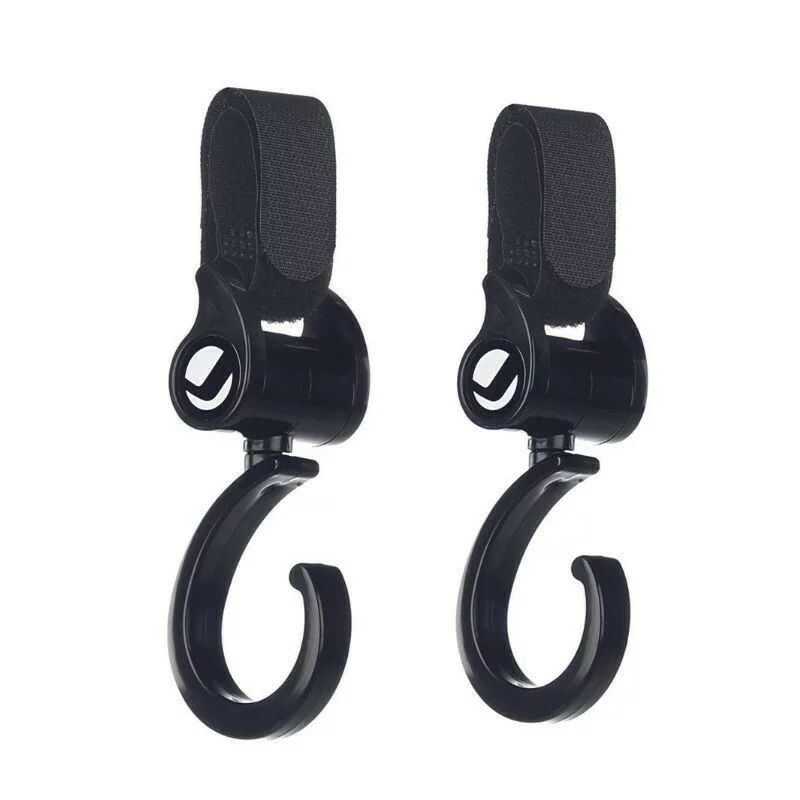 Set 2 carlige auto pentru carucior, Jane, Fixare pe cadru, multifunctionale, Negru