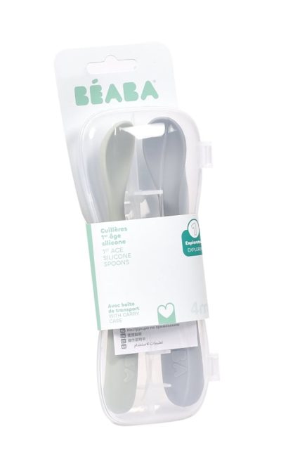 Set 2 lingurite din silicon Beaba Nature +4 luni