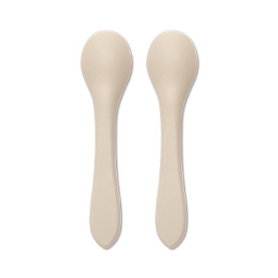 Set 2 lingurite din silicon natural Beige