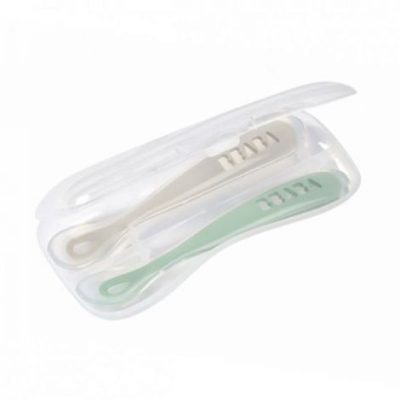Set 2 lingurite silicon +4 luni Beaba Sage Green