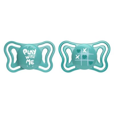 Set 2 suzete bebelusi, Chicco, Physio Forma, Silicon moale, Suprafata Soft Sense, Fosforescente, 16-36 luni, Albastru