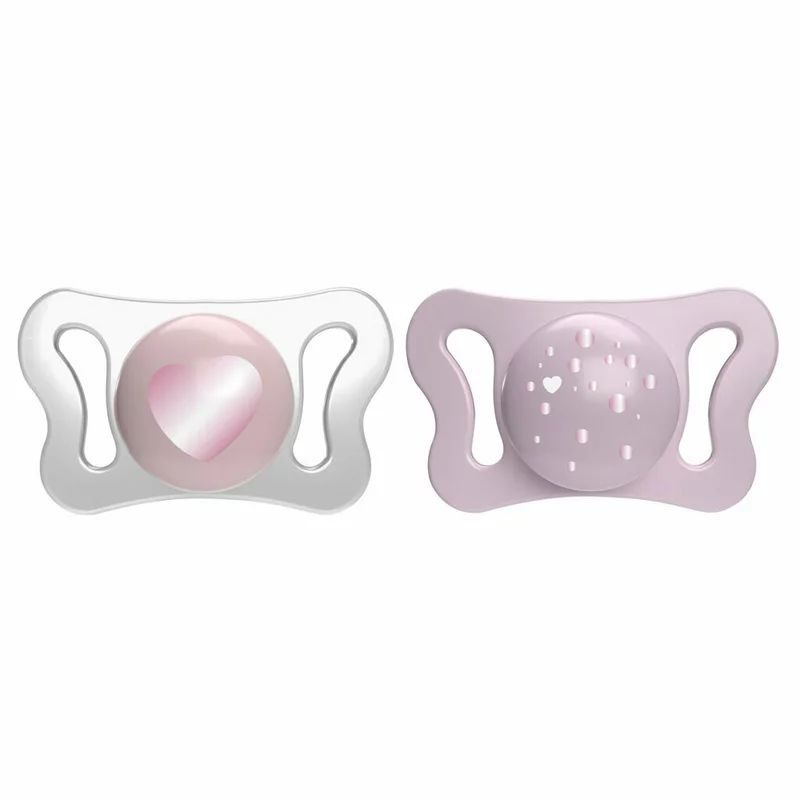Set 2 suzete bebelusi, Chicco, Physioforma, Silicon moale, Sterilizabil la microunde, 0-2 luni, Roz