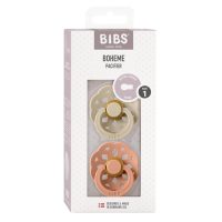 Set 2 suzete Bibs Boheme Latex tetina rotunda 0 luni + VanillaPeach