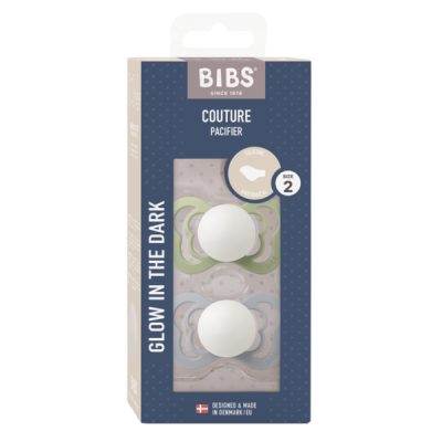 Set 2 suzete Bibs fosforencente Couture Glow Silicon tetina anatomica 6 luni + SageCloud