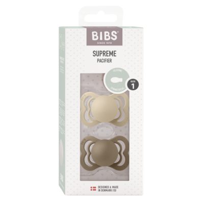 Set 2 suzete Bibs Supreme Silicon tetina simetrica 0 luni + VanillaDark Oak