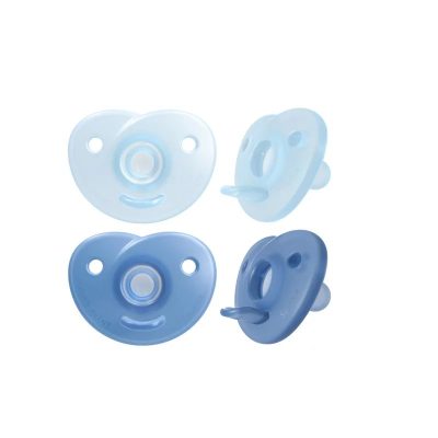 Set 2 suzete, Philips Avent, Colectia Soothie, Forma simetrica, Tetina delicata, Fara BPA, Din silicon de calitate medicala, 0-6 luni, Albastru