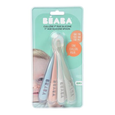 Set 4 lingurite silicon +4 luni Beaba Eucalyptus