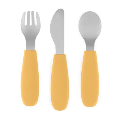 Set complet tacamuri PetiteMars TakeMatch, din silicon si otel inoxidabil, fara BPA, 12 luni+, Ocru