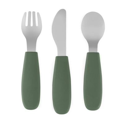 Set complet tacamuri, Petite&Mars, Take&Match, Din silicon si otel inoxidabil, Fara BPA, 12 luni+, Verde