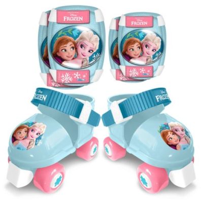 Set de role reglabile 23-27, Frozen II, Anna, Elsa, cu genunchiere,  RN244035, albastru