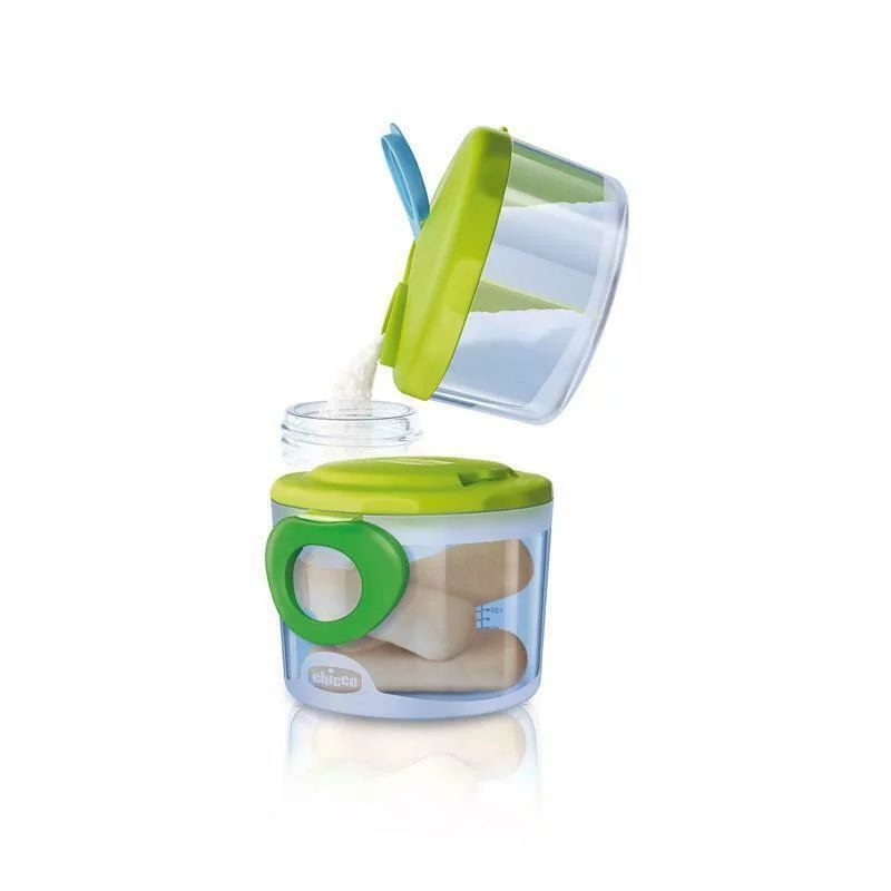 Set dozator pentru lapte praf, Chicco, 3 doze, Cu recipient pentru hrana, 300 ml, Fara BPA, 0 luni+
