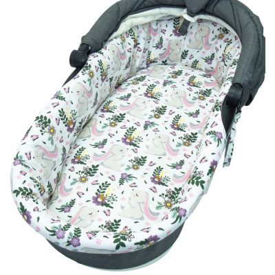Set insertie textila pentru landoucosulet copii Kerstin Bunny Pink, cearsaf cu elastic asortat 80x38 cm, realizate din bumbac 100