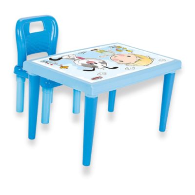 Set Masuta moderna si scaunel cu spatar Pilsan Modern Study Blue pentru studiuactivitati,realizat din plastic rezistent,usor de montat,utilizare interiorexterior,gradinite,crese,afterschool,sarcina maxima 50kg