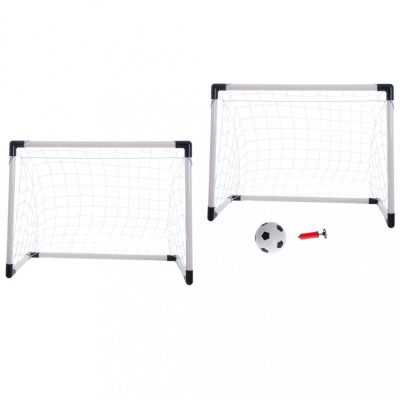 Set Poarta de fotbal pentru copii, Ikonka, 2 in 1 cu Minge si Pompa incluse, dimensiune 185 x 120 x 70 cm