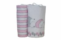 Set protectii patut Odette Pink din bumbac 70x140 cm
