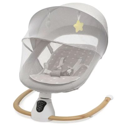 Sezlong balansoar, New Baby, Smart, Pana la 9 kg, Include cronometru si detector de miscare, Cu 5 viteze de leganare, Cu sunete si melodii, Cu 2 jucarii, 0 lun+, Grey