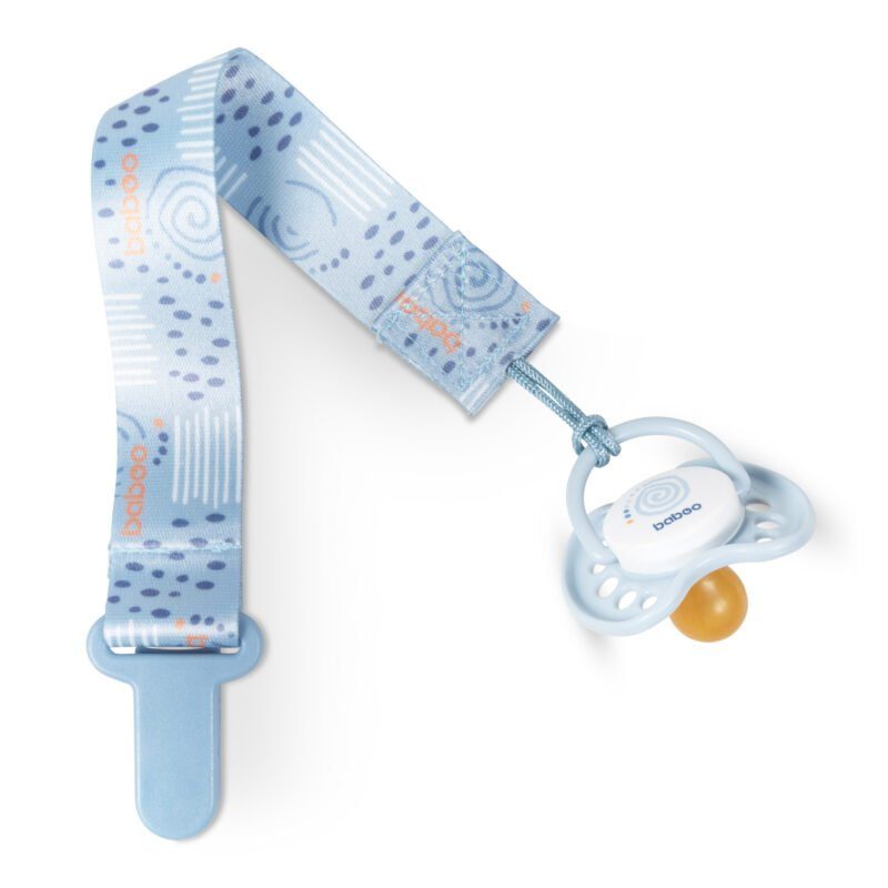 Suport pentru suzeta din material textil Baboo Bleu 0 luni+