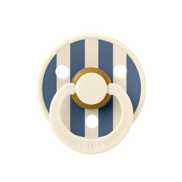 Suzeta Bibs Colour Studio Collection Stripe Latex tetina rotunda 0 luni + IvorySteel Blue