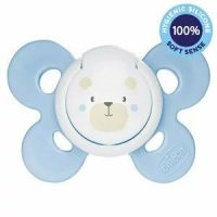Suzeta, Chicco, Physio Comfort, Din silicon, Forma ortodontica, 2-6 luni, albastru