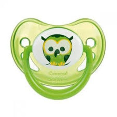 Suzeta Night Dreams cu inel fosforescent si tetina ortodontica din silicon 18 luni + verde