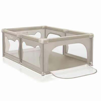 Tarc de joaca copii, Lionelo, Willow, 127 x 187 cm, Include geanta de transport, Din plasa, Cu doua intrari laterale si fermoar, Cu ventuze pentru stabilitate, Conform cu EN 12227:2010, Bej
