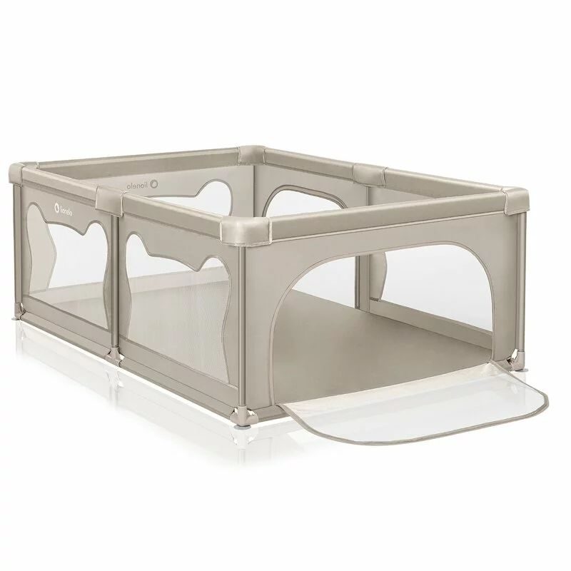 Tarc de joaca copii, Lionelo, Willow, 127 x 187 cm, Include geanta de transport, Din plasa, Cu doua intrari laterale si fermoar, Cu ventuze pentru stabilitate, Conform cu EN 12227:2010, Bej