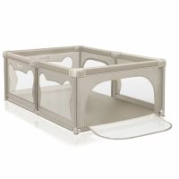 Tarc de joaca copii, Lionelo, Willow, 127 x 187 cm, Include geanta de transport, Din plasa, Cu doua intrari laterale si fermoar, Cu ventuze pentru stabilitate, Conform cu EN 12227:2010, Bej
