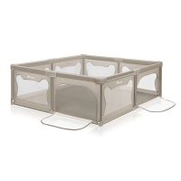 Tarc de joaca copii, Lionelo, Willow XL,180 x 200 cm, Include geanta de transport, Din plasa, Cu doua intrari laterale si fermoar, Cu ventuze pentru stabilitate, Conform cu EN 12227:2010, Bej