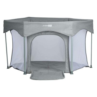 Tarc de joaca FreeON in forma de hexagon, pliabil, cu geanta de transport, 117x74 cm Grey