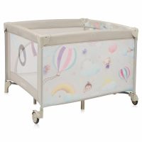 Tarc de joaca, Lionelo, Mille Plus, Pliabil, Include saltea cu densitate T25, 4 jucarii cu velcro, Manere textile, Geanta de transport, Cu roti si inchidere laterala, Pereti din plasa pentru vizibilitate si aerisire, 100 x 100 x 77 cm, Bej