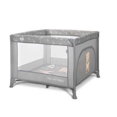 Tarc de joaca, Lorelli Play N Relax, 100 x 100 x 75 cm, deschidere laterala, geanta de transport, Grey Adventure