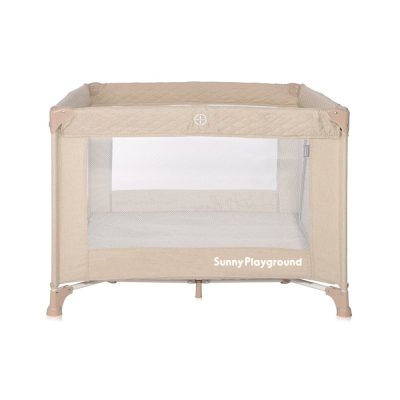 Tarc de joaca pentru copii Lorello Sunny Playground Fog Beige Star deschidere laterala cu fermoar, geanta de transport