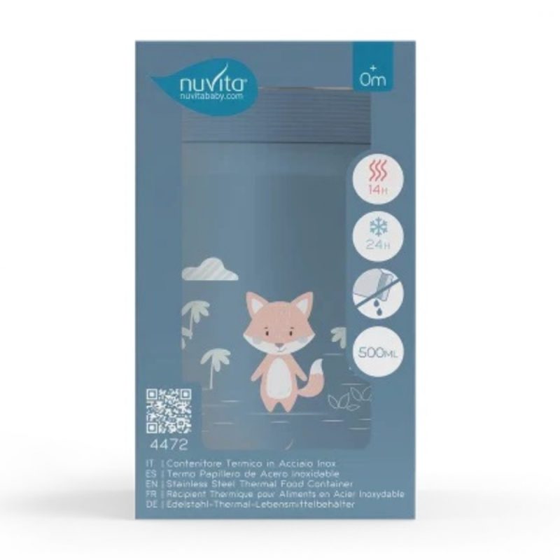Termos din otel inoxidabil Nuvita Powder Blue pentru alimente lichide si solide 500 ml