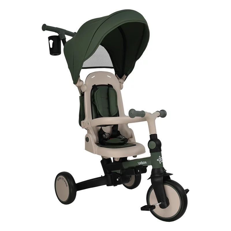 Tricicleta 7 in 1, Bebe Stars, Urban, Multifunctionala, Cu scaun reversibil, Pana la 25 kg, 1 - 5 ani, Conform cu EN 71-1,2,3, CE, Forest Green