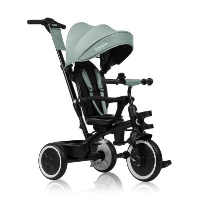 Tricicleta copii, Lionelo, Berry, 2 in 1, Multifunctionala, Suport picioare, Control al directiei, Scaun reversibil, Rotire 360 grade, Functie de roata libera, Utilizare pana la 5 ani, Constructie din otel, Conform cu standardul EN71, Verde