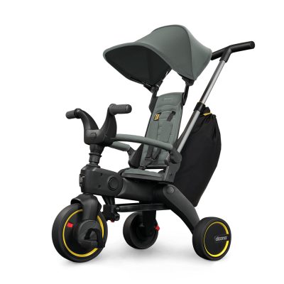 Tricicleta pentru copii Doona Liki Trike S3 Slate Green ultrapliabila, spatar reglabil in multiple pozitii, ultracompacta, frana, cadru din aluminiu