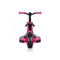 Tricicleta pentru copii Globber Explorer 4 in 1 Roz cu control parental, de la 10 luni, parasolar anti UV ajustabil, suport de picioare detasabil, scaun ajustabil pe inaltime