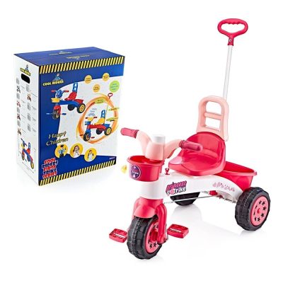 Tricicleta pentru copii Guclu Toys Princess in cutie, cu claxon si control parental , cosulet pentru accesorii si plastic de inalta calitate de la 3 ani