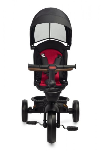 Tricicleta pentru copii Toyz Saber Red pliabila, multifunctionala cu spatar reglabil si pozitie de somn, copertina si maner parinte cu inaltime reglabila, pana la 25 kg