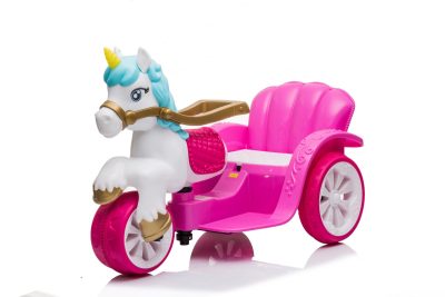 Tricicleta pentru copii, trasura regala pentru printese, Kinderauto Fairy tales 35W 6V, culoare Roz
