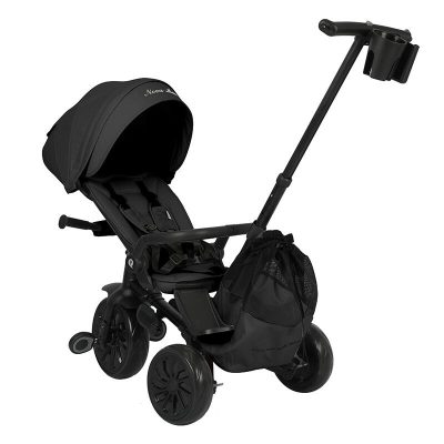 Tricicleta ultrapliabila Qplay Nova Max Negru, maner telescopic, spatar rotativ si reglabil, cadru din aluminiu, roti Eva, accesorii incluse