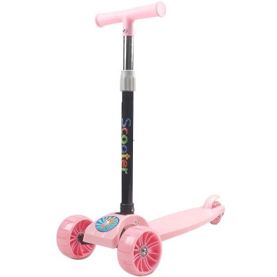 Trotineta copii Action One, Balance Big Wheels, Cu roti luminoase si late, Roz