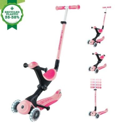 Trotineta globber go-up 4 in 1 deluxe lights, ecologic, roz pal