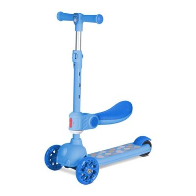 Trotineta, Lorelli Jetster Plus, pana la 20 kg, scaun pliabil si reglabil 4 pozitii, roti din silicon cu leduri colorate, Blue